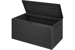 Casaria® Coffre de Rangement Anthracite 280 L Poignées latérales Malle de Rangement Intérieur Extérieur Jardin Terrasse Balcon