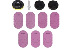 SWPEET Sweet 31 unidades de 3 pulgadas, 7 tamaños, 320.3000 granos, kit de restauración de faros, 28 discos pulidores, 1 soporte para almohadilla de disco