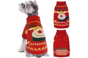 Kuoser Maglione natalizio per cani, caldo maglione per cani lavorato a maglia, morbido e accogliente, costume invernale per cuccioli di piccola e media taglia, rosso, M