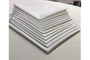 TESSILE & SERVICE SRL T&S SET 12 TOVAGLIOLI STOFFA RIUTILIZZABILI DI COLORE BIANCO-TOVAGLIOLI COTONE/POLIESTRE TRAMA LINO DI ALTA QUALITA' MISURA 50x50 cm - IN OFFERTA - MADE ITALY -