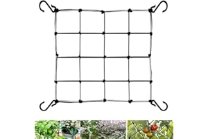 TOCAFEANK Scrog Netz 100x100 cm | Pflanzennetz Spaliernetz | Hydrokultur Garten Grow Netz mit 4 Haken | Gartenzubehör Pflanzenwachstums Pflanzen Stützendes Netz für Gemüse, Obst und Blumen