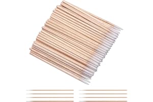 QUIIEOSKIA 1000 Stück Microblading Wattestäbchen mit Spitze, Wattestäbchen Applikatoren mit Präzisionsspitze, Reinigungsstäbchen Holzstäbchen für Tattoo Mak up Nägel Beauty Wimpernverlängerung(10 cm)