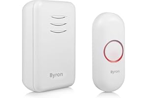 Byron DBY-22311 - Kit Campanello e Campanello 16 Melodie e 150 m (Campo Libero) di Portata Senza Fili, Alimentazione a batterie, Colore: Bianco