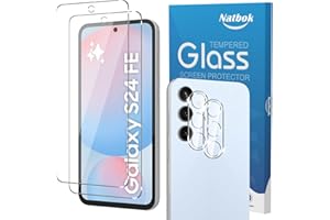 Natbok Szkło hartowane do Samsung Galaxy S24 FE ochraniacz ekranu i osłona obiektywu aparatu, twardość 9H, ultra odporne, odporne na odciski palców, bez pęcherzyków, przezroczysta folia na telefon HD