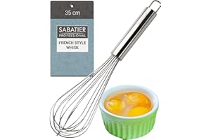 TAYLORS EYE WITNESS Professional Stainless Steel French Hand Whisk - Heavy Duty, Dishwasher Safe, Durable Balloon Whisk for Baking, Frothing, & Mixing - Easy to Clean, Great for Chefs & Home Cooks, Stainless Steel, 35cm