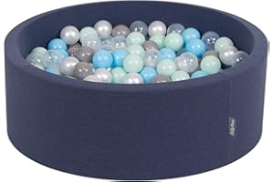 KiddyMoon Bällebad 90X30cm/300 Bälle ∅ 7Cm Bällepool Mit Bunten Bällen Für Babys Kinder Rund, Dunkelblau:Perle/Grau/Transparent/Babyblau/Mint