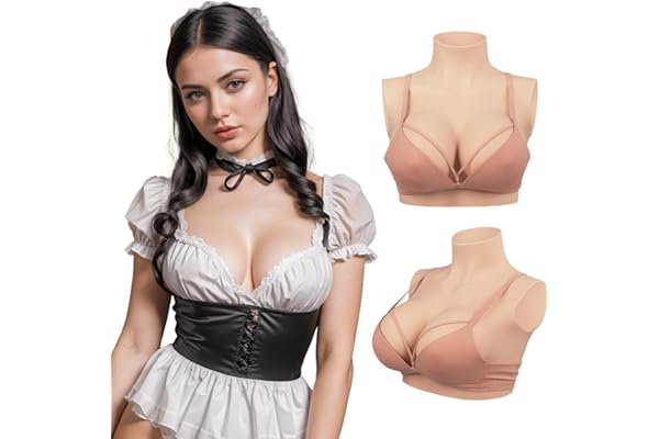 Minaky Faux Seins Silicone Fournitures Mastectomie Silicone Prothèse Mammaire Fausse Poitrine Réaliste pour Transgender(C Cup Blanc)