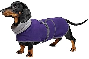 Geyecete -Invernale Cappotto per cane bassotti, con fodera in pile caldo, abbigliamento da esterni in pile polare per cani, con Foro per Imbracatura,Giacca per cani piccola y media-viola-XS