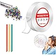 D-fix® Nano Tape with 1 Glitter Flakes Stars 3 Straw for Balloon Double Sided Ivy Grip Tape for Walls Washable Reusable Strong Sticky Strips Multicolor Moon & Heart Art and Craft DIY kit