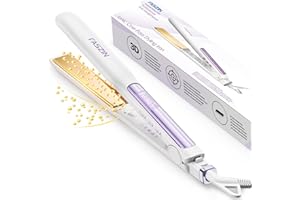 Faszin Planchas del Pelo 2 en 1, Calienta en 20s Plancha Pelo, de Titanio con Iones Plancha de Pelo, Pantalla LCD Clara, Ideal para Alisar, Rizar y crear Ondas (Blanco)1