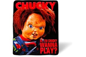 Silver Buffalo Chucky Wanna Play - Manta de Forro Polar, 50 x 60 Pulgadas, Manta Suave y acogedora para los fanáticos del Terror