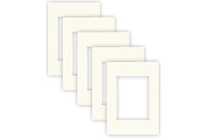 nielsen Conservation Passepartout Cartone 2,2 mm | Set di 5 | Formato Esterno 21x29,7 cm (DIN A4) per Formato Immagine 13x18 cm | Bianco Crema | Superficie Strutturata