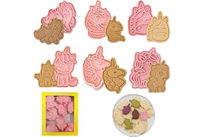 OUOQI Stampi Biscotti Unicorno,6 Pezzi Formine Biscotti di Unicorno,Formine per Biscotti Unicorno Cookie Cutter Set,Tagliabiscotti per Bambini,Stampini Biscotti Natale 3D,per DIY Decorazioni Accessori