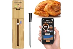Termómetro Inalámbrico Inteligente para Carne, [Alcance de 150M] Homtronics Termómetro de Cocina con Bluetooth, Termómetro de Barbacoa Inalámbrico para Monitoreo Remoto Cocina, Barbacoa, Asador