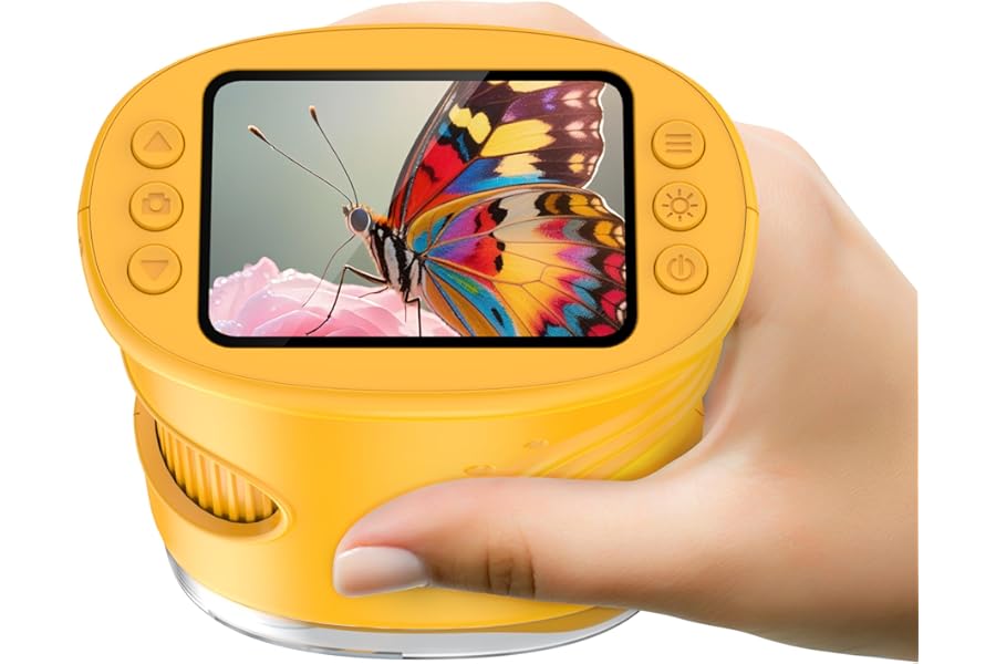 4K Kids' Microscopes, Portable Mini Pocket 1000X Handheld Microscope, Educational Science Stem Toys for Christmas Birthday Gifts Toys for Age 4-6 8-12 Children Students Boys Girls