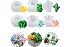 Timisea 6 Pack Succulent Silicone Mold, DIY Cactus Flower Resin Casting Molds 3D Resin Crafts for Cake Decorating, Handmade Candle, Epoxy Resin, Polymer Clay, Fondant, Wax, etc,