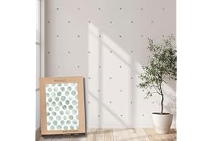 Pegatinas Pared Decorativas | Vinilo Adhesivo Pared Topos Acuarela | Efecto Papel Pintado | Detalle Decorativo | 50 piezas | TRESXICS (Verde)