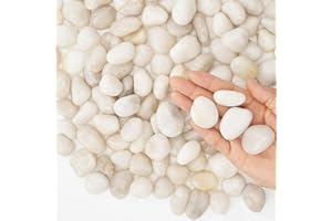 Stoepeoco 4.1 LB Natural Polished Pebbles,White Smooth River Rocks Decorative Ornamental stones Garden Landscaping Pebbles Gravel Filler for Flower Bed Fish Tank Plants Vases Succulents
