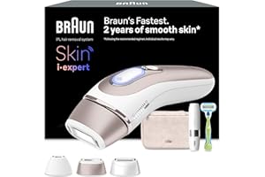 Braun Luz Pulsada Skin i·expert Smart IPL, Alternativa a Depiladora Laser, Eliminación Del Vello En Casa, Con Funda, Maquinilla Venus, Miniafeitadora Facial, 3 Cabezales Para Cara y Cuerpo, PL7249