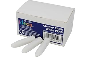 Bright Ideas PK40 5.5cm White Chunky Chalk Sticks, Playground Chalk for Children, Washable Sidewalk, Pavement, Blackboard Chalk. BI8301.