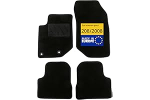 DBS – Tapis de Voiture - sur Mesure pour Peugeot 208/2008 dès 10/2019 – Antidérapants avec Clips de Fixation – 4 Tapis Auto Avant/arrière – Moquette Noire