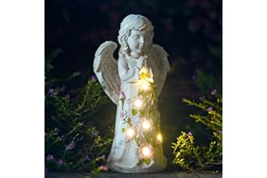 Yeomoo Fairy Angel Figurine Statue Jardin Exterieur - Ange Solaire Sculptures Deco avec 6 Lampe LED Solaire pour Exterieur Decoration Idee Cadeau Femme Maman Decor Imperméable pour Balcon Chambre