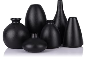 LCCCK Piccoli vasi in ceramica nera opaca per decorazione, confezione da 6 piccoli vasi neri per fiori, Boho piccoli vasi per centrotavola, Mini Bud Pampas erba vasi per decorazione
