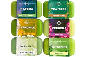 ‎O NATURALS O Naturals 100% Natürliche und Biologische Barseife - 6 Stk Seifen mit Grünem Tee Feuchtigkeitsspendende - Reinigungskörperseife gemahlen Vegane - Zutaten Sheabutter Angereichert Männer & Frauen