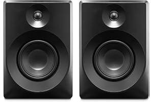 MEDION P61925 Enceintes d'étagère (Actives et passives, boîtier en Bois, système à 2 Voies, Bluetooth5.0, Tweeter et subwoofer intégrés, Bouton Rotatif, entrée Optique SPDIF, Line in RCA, 2X 50 Watts