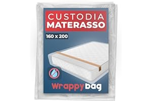 WRAPPYBAG – Sacco Protettivo per Materasso in Plastica – Copertura Impermeabile per Trasloco, Magazzinaggio e Trasporto – Matrimoniale - 160x200 cm