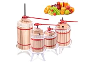 XINZI 6L Presse à Fruits Manuelle pour Vin et Jus de Fruits, Presse Mobile à Raisins avec Filet de Pressage et Manivelle, Ensemble de Pressage pour Jus de Pommes, Baies et Vins de Fruits