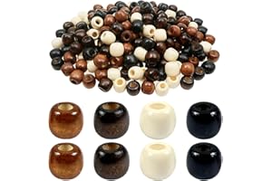 TOAOB THE ONE AND ONLY BABY TOAOB 200pcs Perles en Bois à Grand Trou pour Cheveux Tresse Africaine 4 Colores Peintes Perle en Bois Macramé 9x10mm pour Décoration de Bricolage Fabrication de Bijoux Colliers Bracelets Bijoux