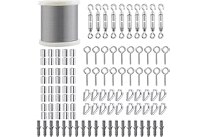 TooTaci 2mm Edelstahlseil Set,60M/2mm Drahtseil Rankhilfe,M5 Seilspanner Edelstahl Set,2mm Stahlseil PVC-ummantelt,Stahlseil mit ösen,Seilspanngarnitur für Hänge,Spanndraht für Zaun,Gardinen seil
