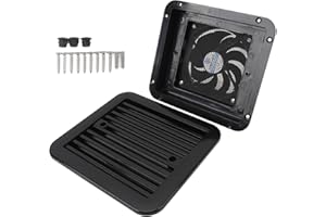 Glomora Wohnmobil Seitenlüftungsventilator, 24 V, einseitig, leiser Wind, Luftentlüftung, Abluftventilator, Starke Windluft, Wohnmobil-Zubehör mit Fensterläden für Wohnwagen Camper Schwarz