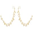 Shreyadzines Indian Bollywood Gold Plated Faux Pearl Sahara Chain set for Earring support/Ear Chains Traditional Jewelry