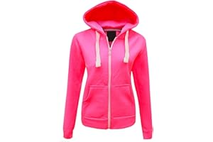 MALAIKA ® Ladies Plain Colour Hoodie Womens Fleece Hooded Top Zip Zipper Hoodie Sweatshirt Available in 22 COLOURS Plus Sizes Small-XXXXXL (UK 6-22)