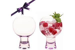 WRENBURY Gin and Tonic Copa De Balon - Set di 2 bicchieri da gin e tonici spagnoli, con base pesante e grande capacità, colore: Viola Gin Tint