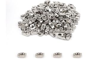 PARFCO M6 Cabeza Martillo Tuercas, 140 Piezas Acero Carbono Tuercas Martillo, M6 Plata Tuercas en T Ranura, Tuerca Martillo Ranura T Serie 30, para Construcción, Estructuras Marco Aluminio