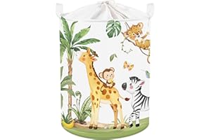 Clastyle Ceste Biancheria Bambini Animale Tropicale Cestino Giocattoli Vestiti per Ragazzo Ragazza Cestino Portaoggetti per Bagno Cameretta Bucato,Giraffa Zebra,36 * 45 cm