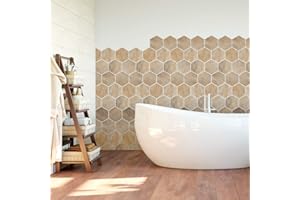 Ambiance Sticker Samoprzylepne płytki ścienne do kuchni i łazienki Bois Patiné - 28 sztuk naklejek 10 x 9 cm