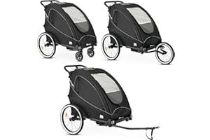 Deryan Remorque Velo 2 Enfants de Luxe 3en1 Poussette Duo
