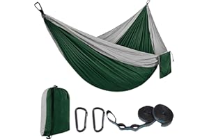EDWINENE Ultra-Light Travel Camping Hammock, 300kg Load Capacity, Portable Hammock, 2 x Carabiners 2 x Nylon Slings Included, Outdoor Hammock for Indoor Garden Beach (270 X 140 CM)