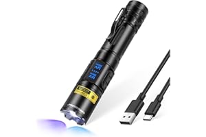 ‎DARKBEAM DARKBEAM Latarka UV Blacklight 365nm & 395nm Podwójne Czarne światło, Latarki LED USB ładowane Potężna Ultrafioletowe Woodsche Lampa moczu zwierząt domowych do szkła uranowego, utwardzania żywicy