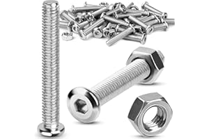 TXXATX M8x60 mm Schrauben mit Muttern 15 Sätze Linsenkopfschrauben Flachkopfschrauben Set Edelstahl Sechskantschrauben mit Muttern Silber Innensechskantschrauben für Holz Montage Werkbank DIY