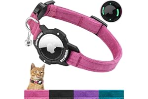 MASERFOLA Collier Chat airtag avec Luminescent Apple Airtag Support, Collier pour Chat avec Boucle de sécurité Anti - étouffement et Sangle élastique, GPS AirTag Non Inclus ! (Rose, Chats et Chiots 23-33cm)