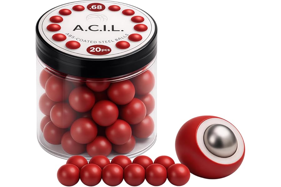 ABS-Coated Steel Balls .68 Cal – 10 grams Solid Precision Rounds for Paintball, RAM & Home Defense – Durable Reusable Hard Nylon Shell Projectiles – 20 Pieces