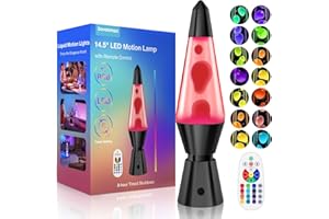 DAVALAMPA 17 Colours Changing LED Liquid Motion Lamps with Remote - 14.5 Inch Large Night Light for Kids Adults, Relaxing Mood Lighting for Home Décor, Birthday Party Christmas Gifts for Women Men (Black Base)