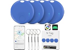 FUYAOSC Air Tracker Android, 4 PCS Smart Tracker Tag GPS Localizzatore Chiavi Compatibile con Trova Dispositivo(Solo Android), Bluetooth Tracker Tag Compatibile per Portafogli,Chiavi,Zaini (Blu)