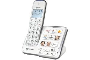 Geemarc Amplidect 295 Photo - Loud Cordless Telephone with Answering Machine and Large Customisable Photo Memories for Seniors - Low to Medium Hearing Loss - Hearing Aid Compatible - UK Version
