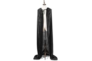 MAYPLOUS Halloween Costumes Adult Kids Cosplay Long Cape Cloak Fancy Dress for Role Play (Black, 150cm / 59")